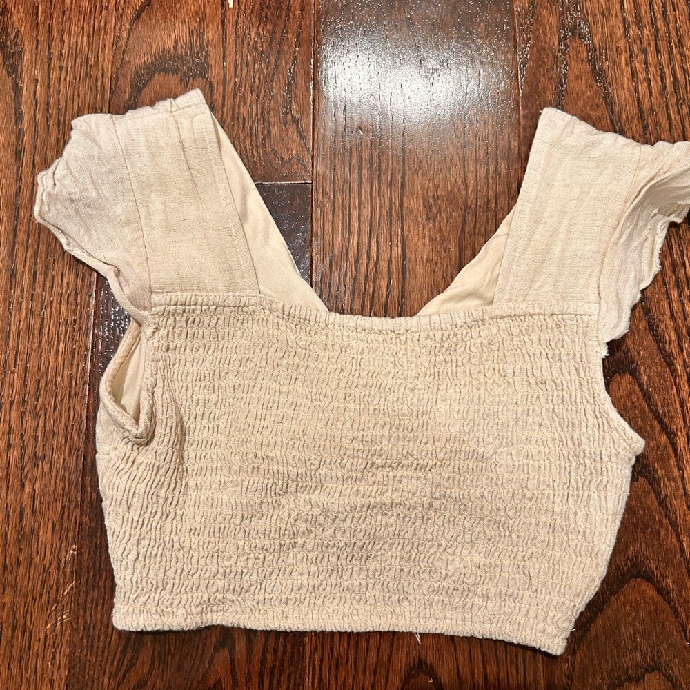 Japna Beige Twist Front Crop Top - Picture 2 of 3
